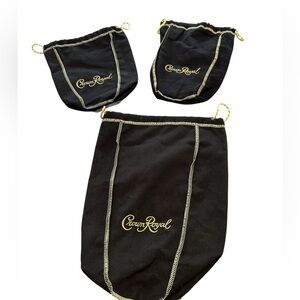 Crown Royal Black Bags 1 large 2 Small